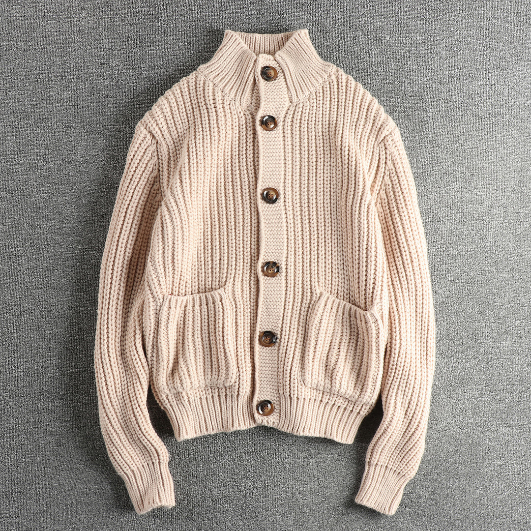 Damen Strickjacke mit großen Taschen und Knopfverschluss EB