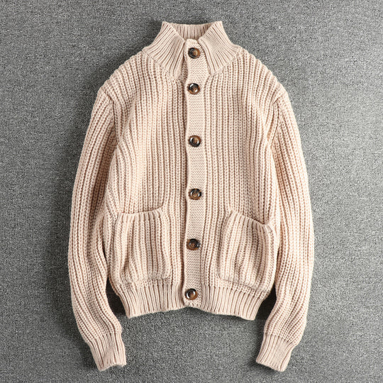 Damen Strickjacke mit großen Taschen und Knopfverschluss EB