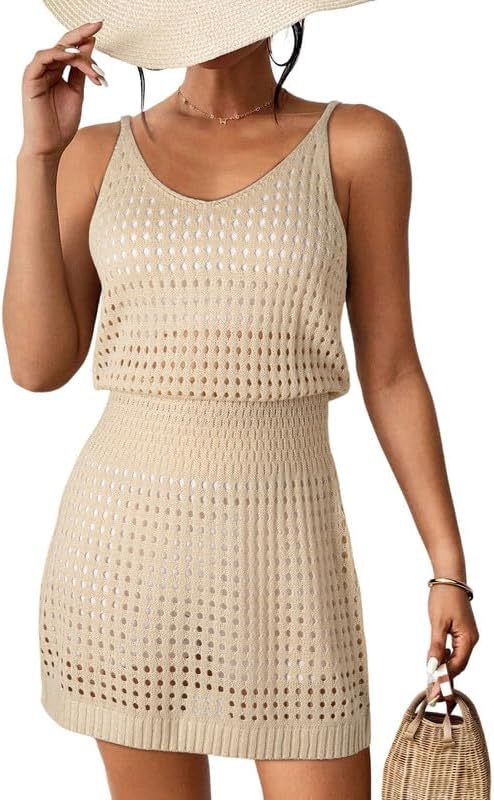 Damen luftiges Häkelkleid im Layering-Stil EB