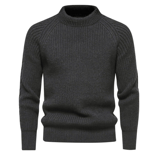 Herren kuscheliger Strickpullover mit hohem Kragen und Raglanmuster EB
