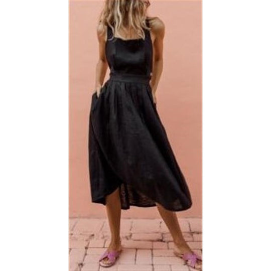 Damen Maxi-Kleid mit schulterfreiem Design und seitlichen Eingrifftaschen EB