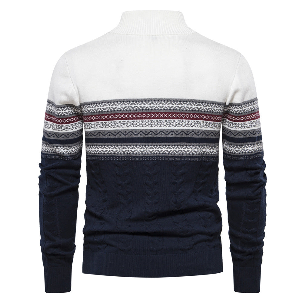 Herren Pullover mit modernem Zipper und attraktiven Farbmustern EB
