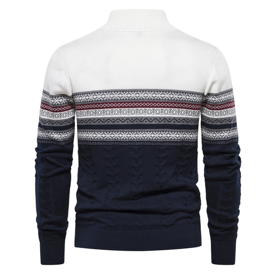 Herren Pullover mit modernem Zipper und attraktiven Farbmustern EB