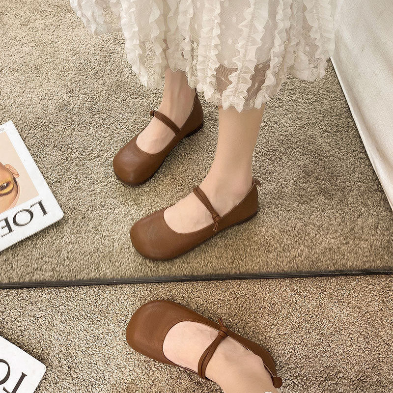 Damen Bequeme und elegante Ballerinas mit verstellbarem Riemen und weicher Innensohle EB