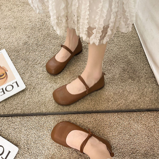 Damen Bequeme und elegante Ballerinas mit verstellbarem Riemen und weicher Innensohle EB
