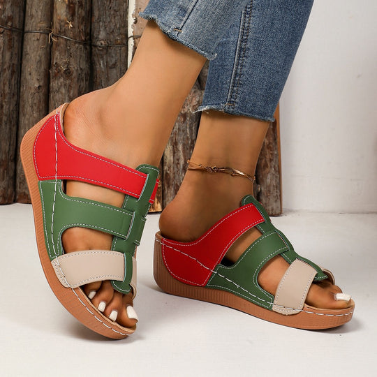 Damen Wedge-Pantoletten mit verstellbarem Riemendesign und gepolsterter Sohle EB