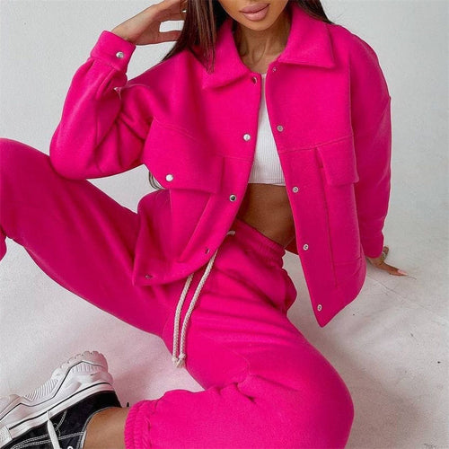 Damen sportliches Freizeit-Set mit trendiger Jacke und bequemen Jogginghosen EB