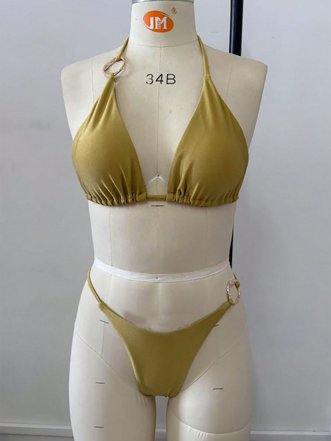 Damen Triangel-Bikini-Set mit modischen Metallringen EB