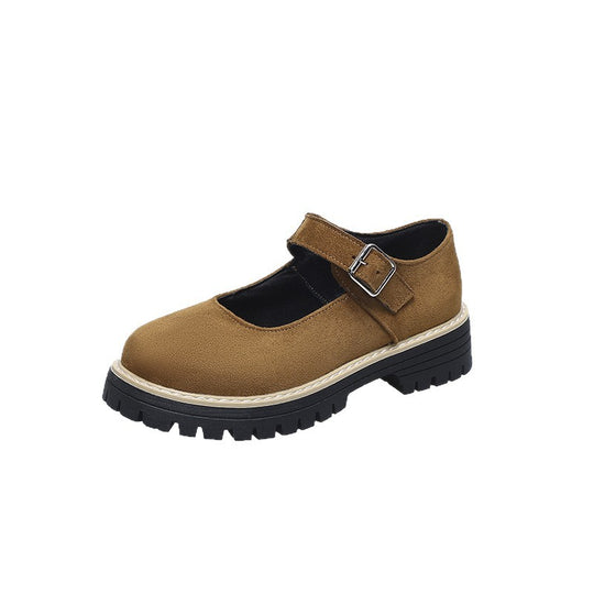 Damen Retro Mary Jane Schuhe mit robustem Profil und verstellbarem Riemen EB
