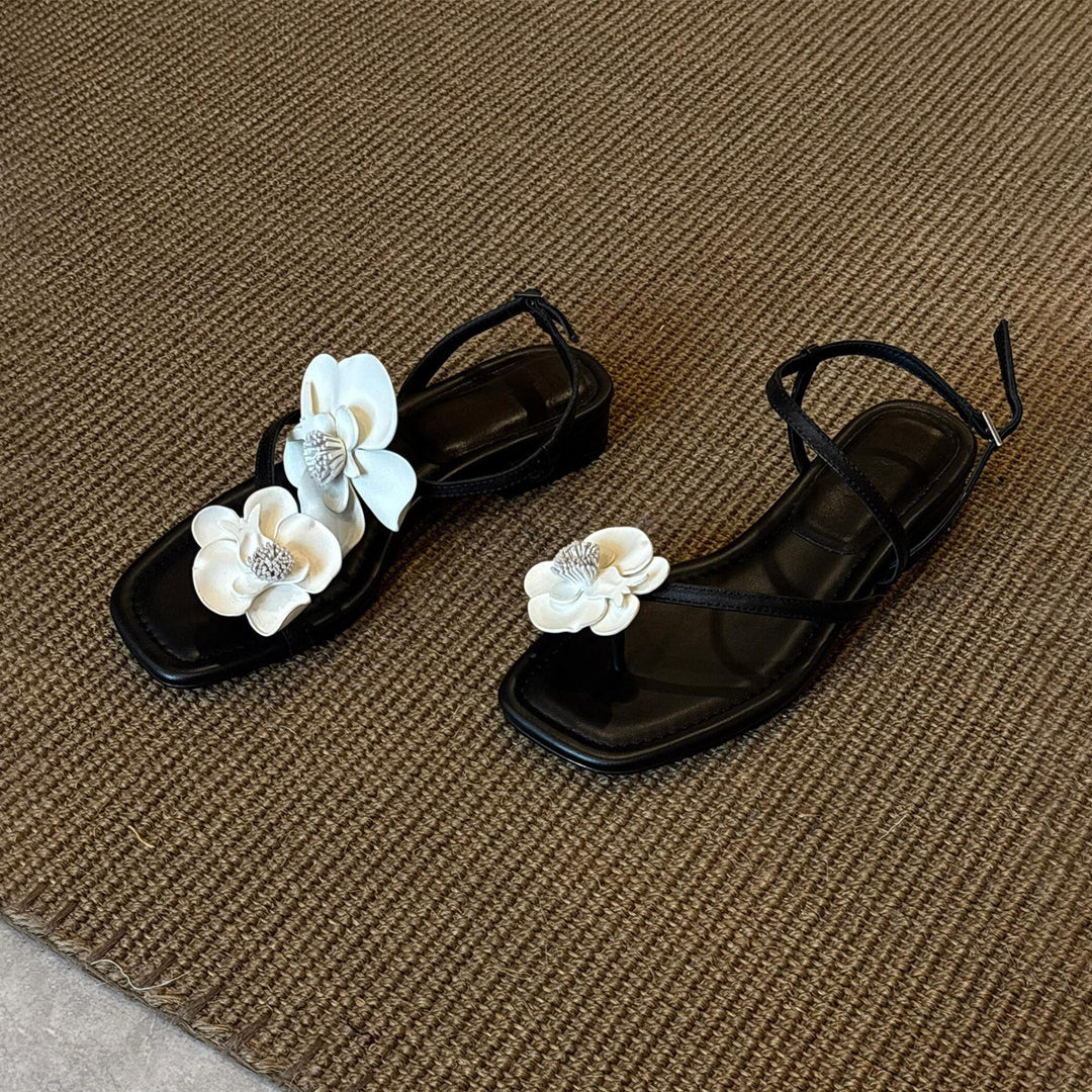 Damen Sling-Sandalen mit floralem Design und bequemem Blockabsatz EB