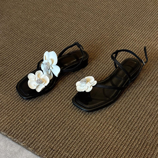 Damen Sling-Sandalen mit floralem Design und bequemem Blockabsatz EB
