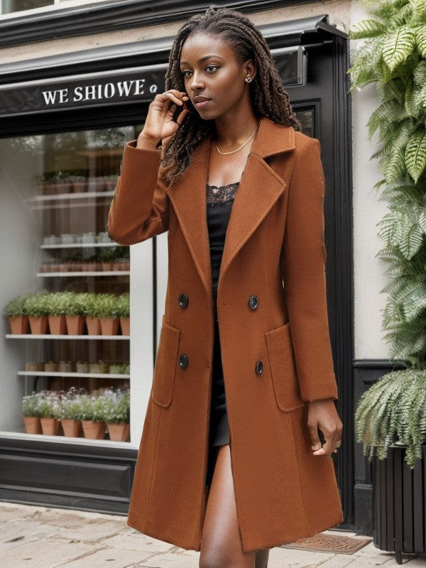 Damen Eleganter doppelreihiger Übergangsmantel EB