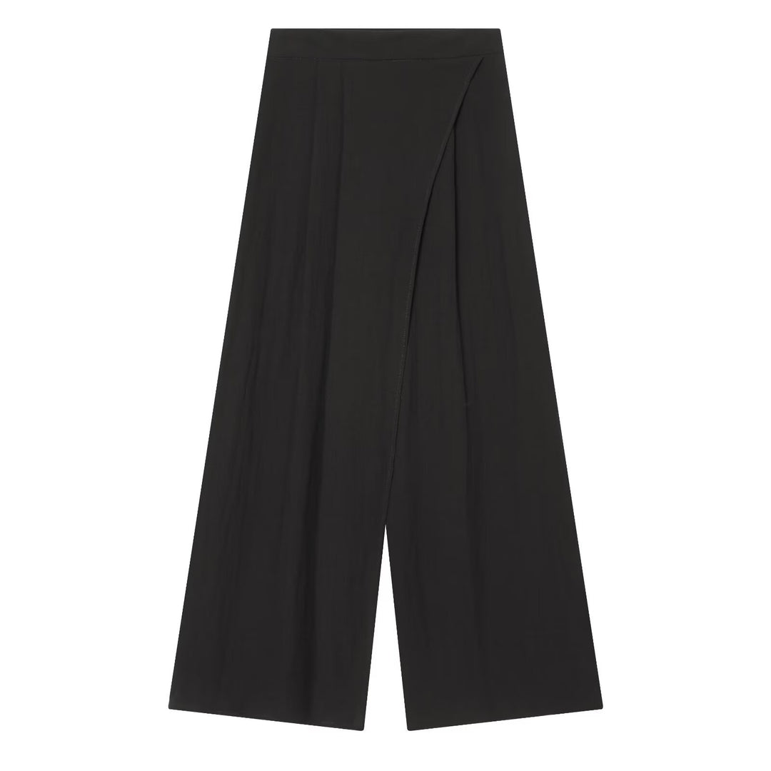 Damen elegante weite Hochbundhose mit asymmetrischem Schnitt EB