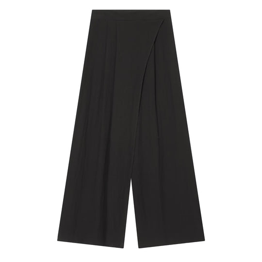 Damen elegante weite Hochbundhose mit asymmetrischem Schnitt EB