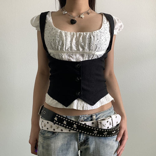 Damen Modisches Crop-Top mit eleganten Knopfdetails und tailliertem Schnitt EB