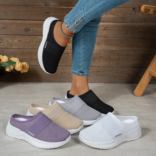 Damen Bequeme Slip-On Freizeitschuhe mit elastischem Riemen EB