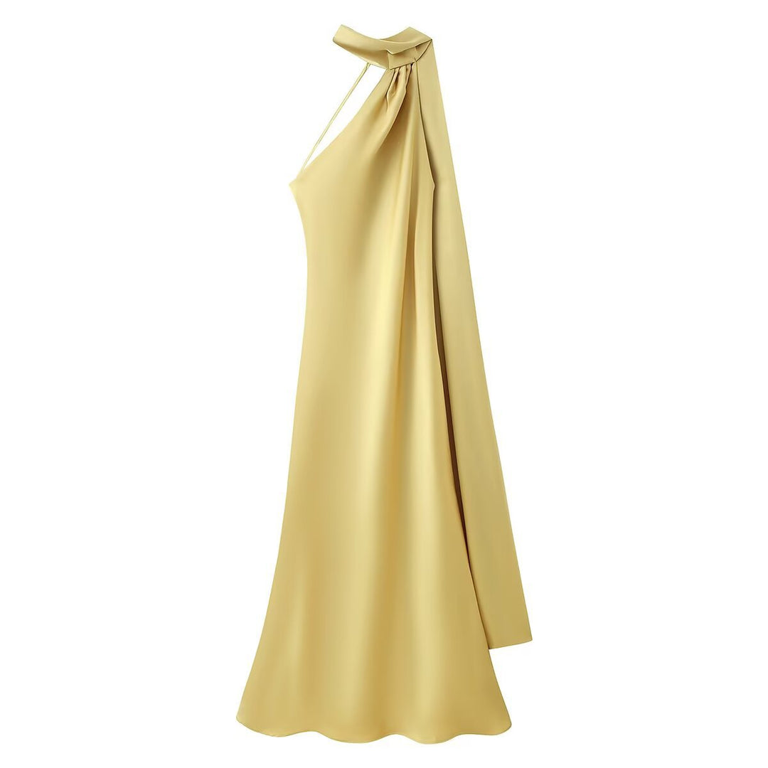 Damen Maxikleid mit elegantem Halterneck und fließendem Schnitt EB