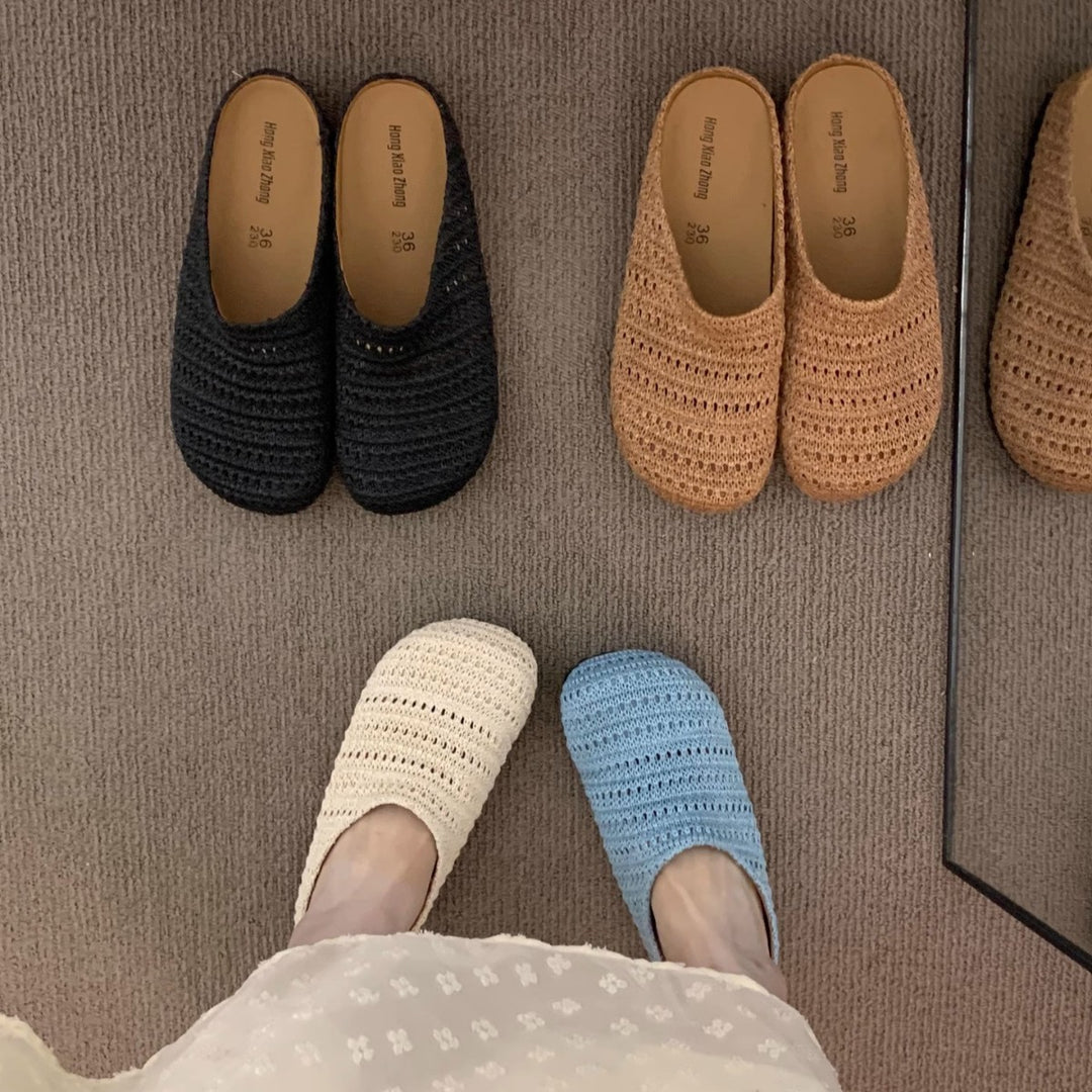 Damen bequeme Slipper aus atmungsaktivem Textilmaterial EB