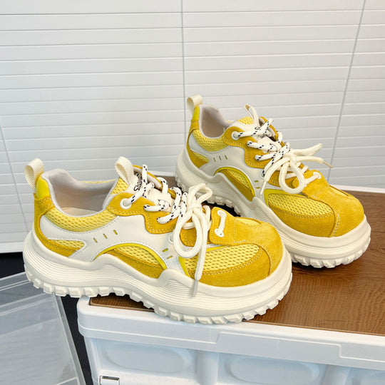 Damen Sportliche Chunky Sneakers mit atmungsaktivem Mesh und verstärktem Fersenbereich EB