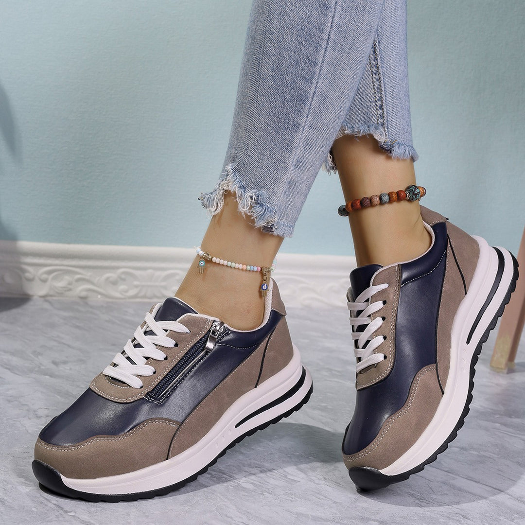 Damen Sportliche Sneakers mit praktischen Reißverschluss und atmungsaktiver Sohle EB