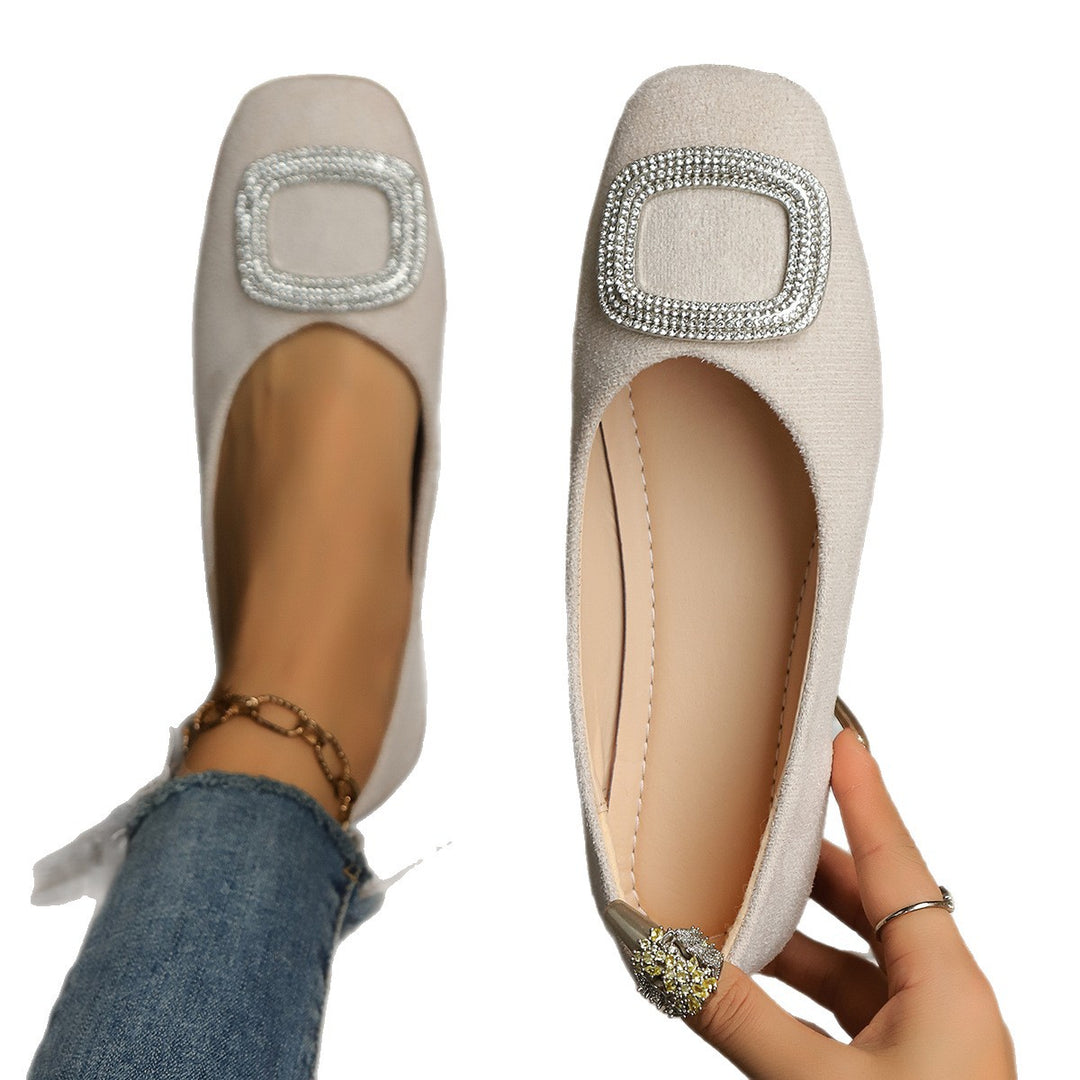 Damen elegante Ballerinas mit schimmerndem Schmuckdetail EB