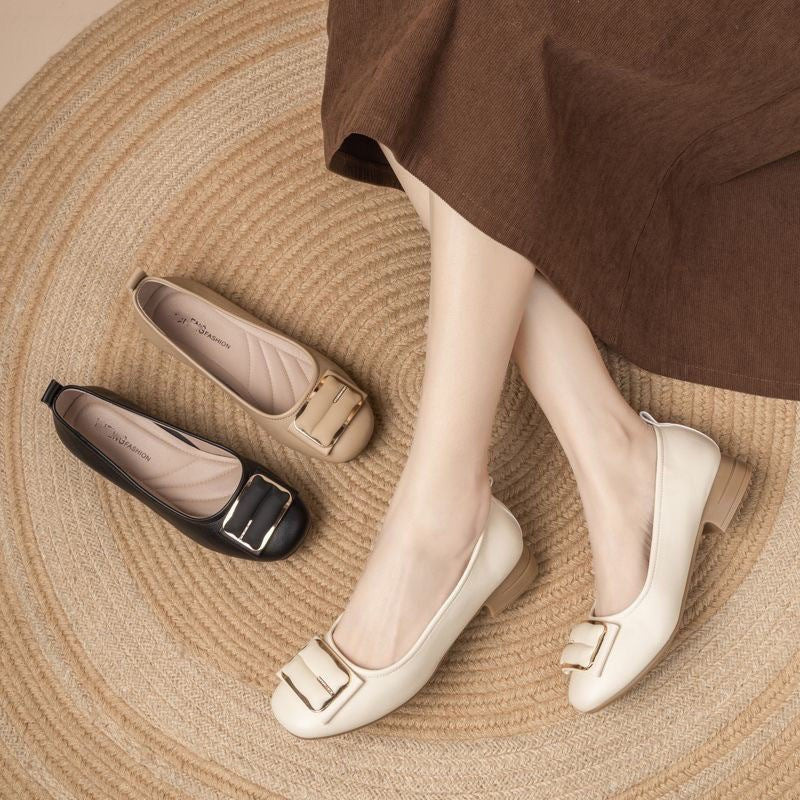 Damen elegante Ballerinas mit schickem Schnallen-Design EB