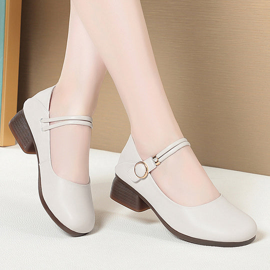 Damen Komfortable Mary Jane Ballerinas mit eleganten Details und stabilem Absatz EB
