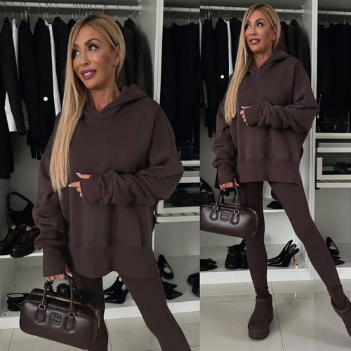 Damen legere Kapuzenpullover mit tierischem Muster und Daumenlöchern EB