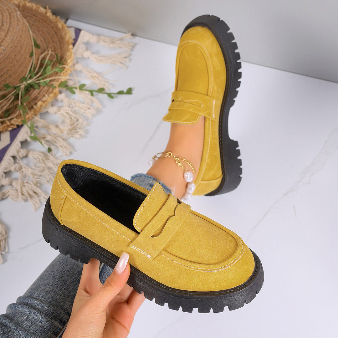Damen Chunky Loafers mit rutschfester Gummisohle und modischem Obermaterial EB