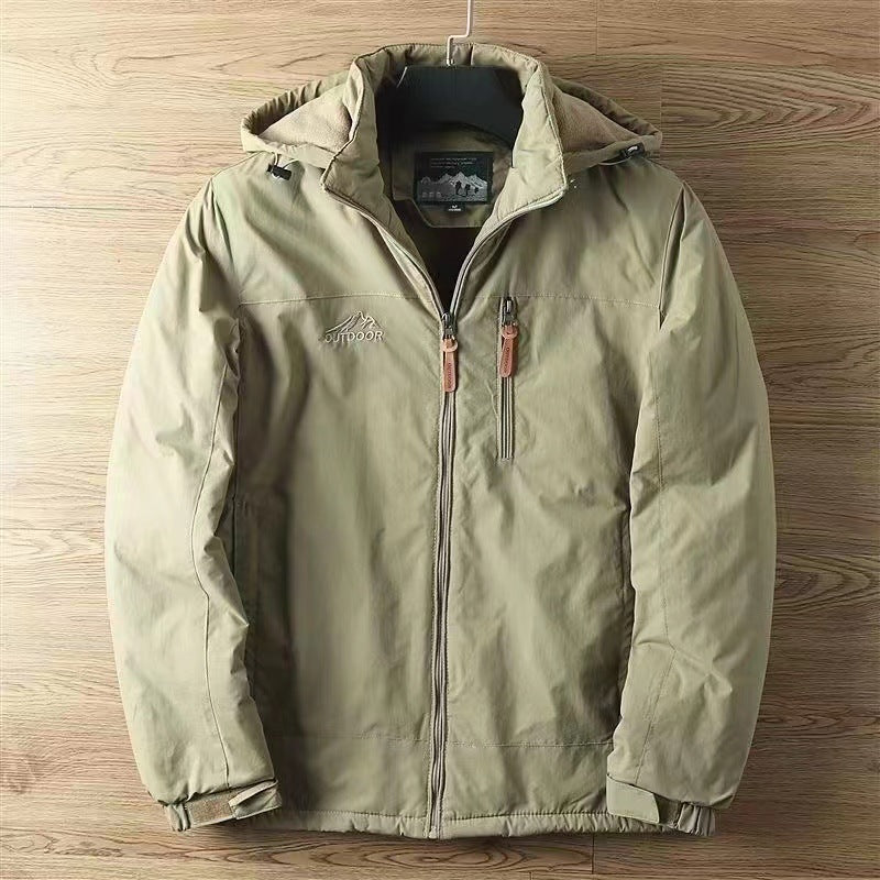Herren nan wasserabweisende isolierte Allwetter-Trekkingjacke mit verstellbarer Kapuze und verdeckter Brusttasche EB