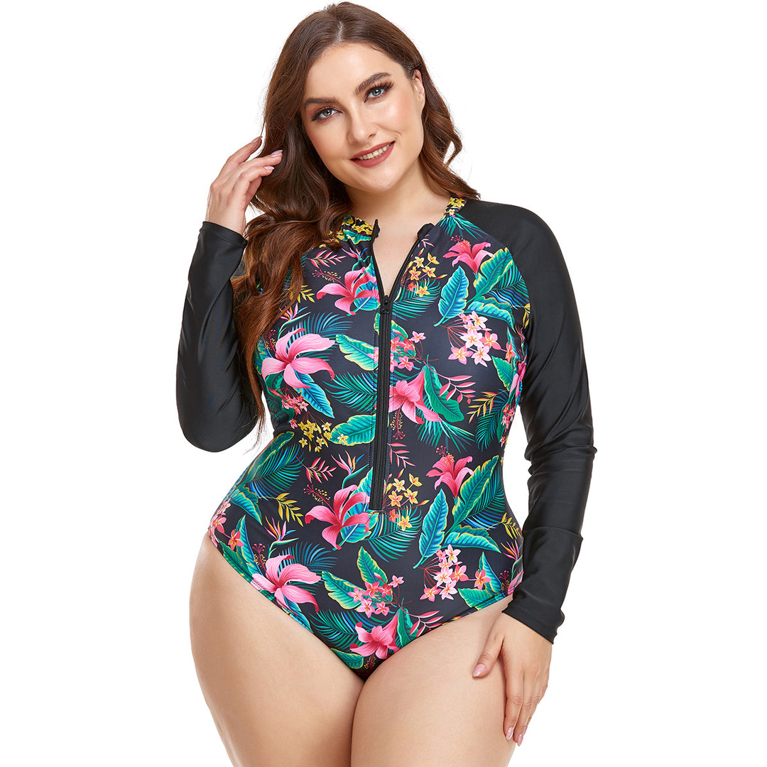 Damen Rashguard Badeanzug mit floralem Muster EB