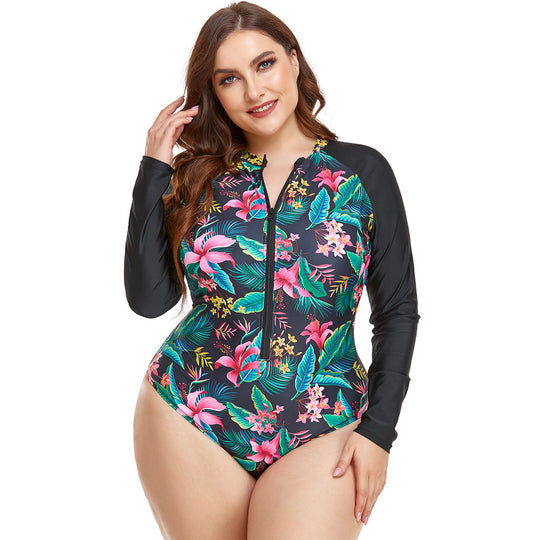 Damen Rashguard Badeanzug mit floralem Muster EB