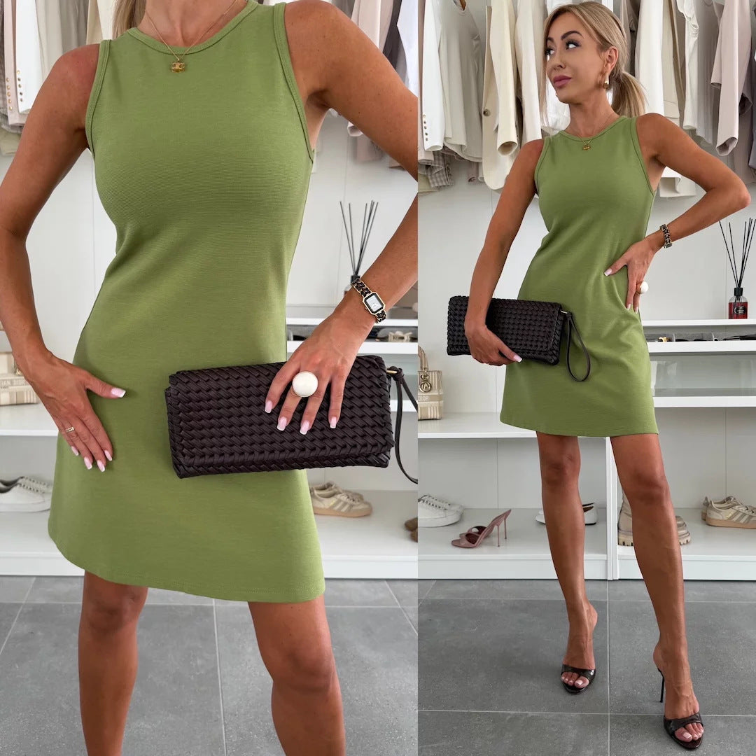 Damen lässiges Freizeitkleid mit ärmellosem Design und lässiger Silhouette EB