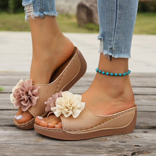 Damen Wedge-Sandalen mit floralen Applikationen EB