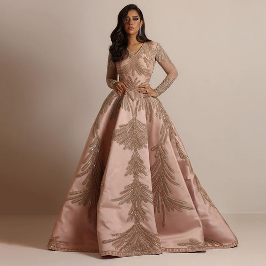 Damen Glamouröses Abendkleid mit schimmernden Pailletten und tiefem V-Ausschnitt EB
