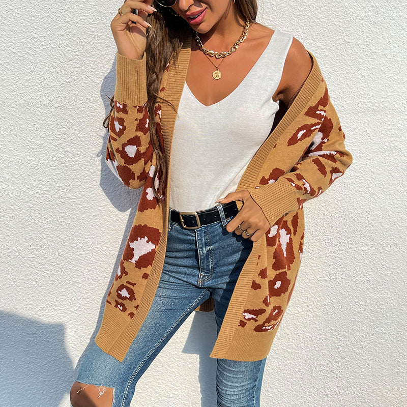 Damen modische Strickjacke mit kreativen Tiermotiven und lässigem Schnitt EB