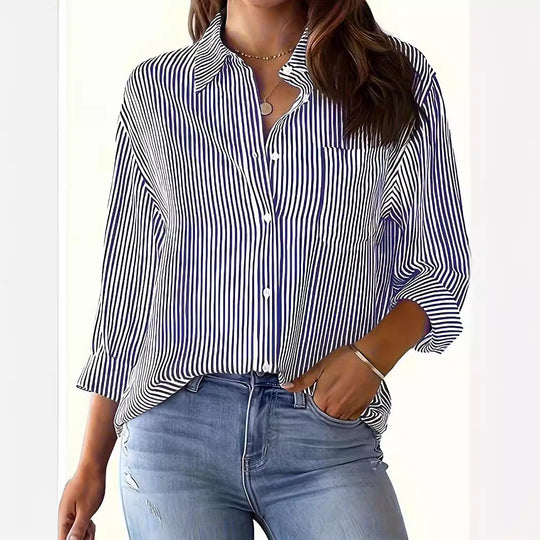 Damen lässige Bluse mit Streifen EB