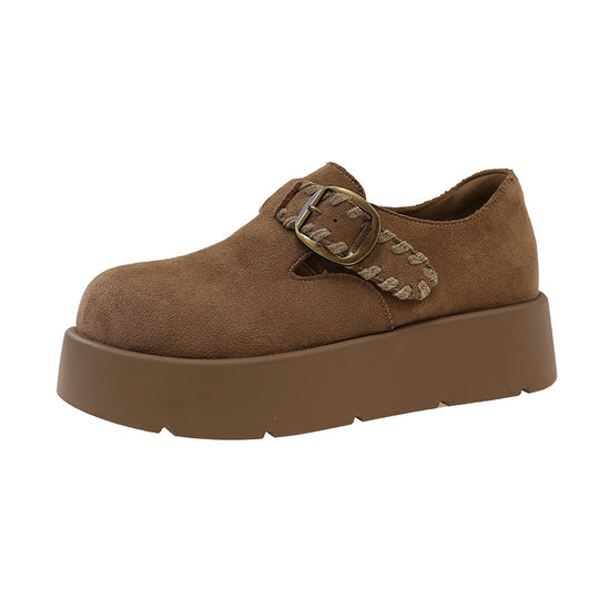 Damen Kuchenschuhe mit modischem Schnallen-Design und komfortabler Plateausohle EB
