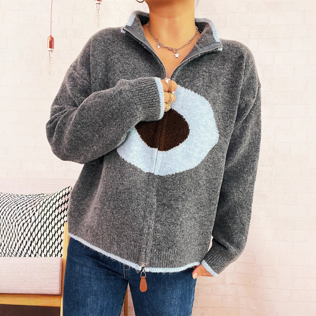 Damen kuscheliger Pullover mit auffälligem Design EB