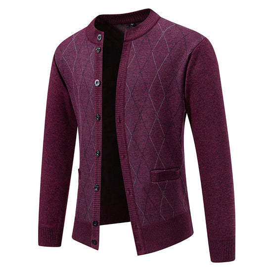 Herren Strickjacke mit modernem Rautenmuster EB