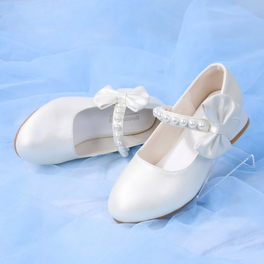 Mädchen elegante Ballerinas mit Schleifen- und Perlenakzenten EB