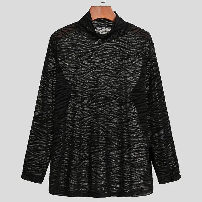Damen Langarmshirt mit strukturiertem Animal-Print und Stehkragen EB