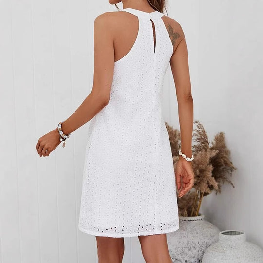 Damen Sommerkleid mit luftigem Schnitt und dekorativem Lochmuster EB