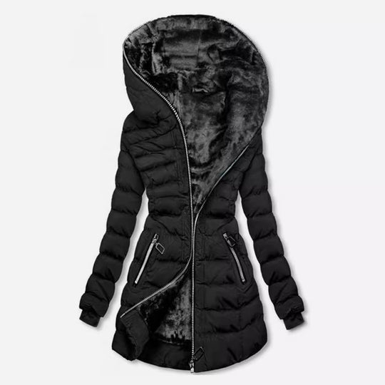 Damen gesteppte Winterjacke mit luxuriösem Futter und modischem hohem Kragen EB