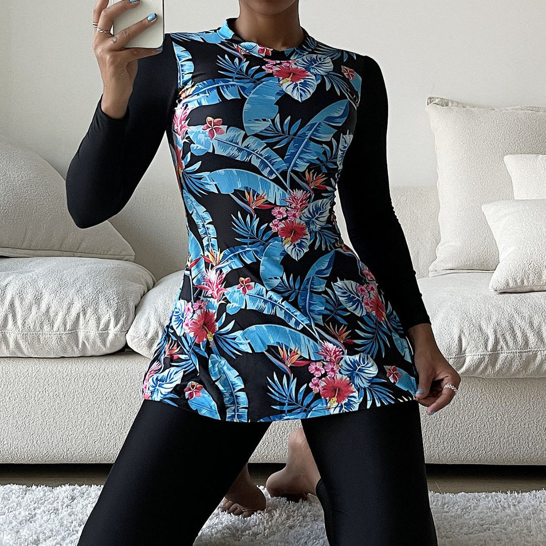 Damen Modischer UV-Schutz-Schwimmanzug mit floralem Muster EB