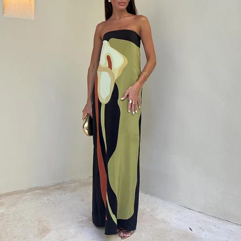 Damen Maxikleid mit elegantem Design und farbenfrohen Akzenten EB