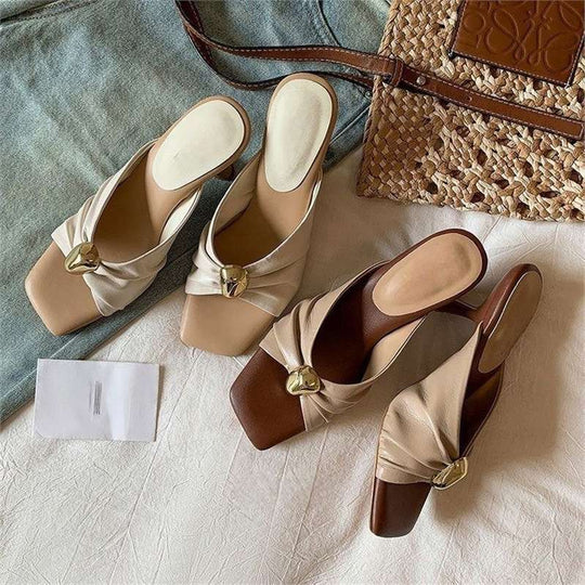 Damen modische Mules mit raffiniertem Schleifenakzent EB