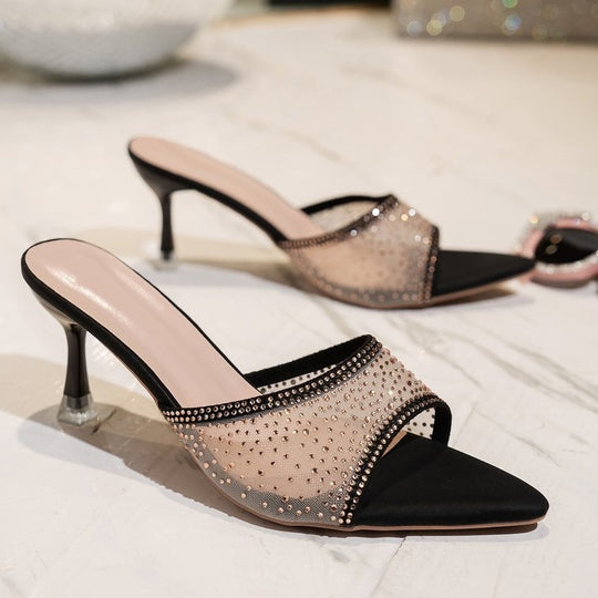 Damen Glamouröse Riemchen-Sandalen mit glitzernden Applikationen EB
