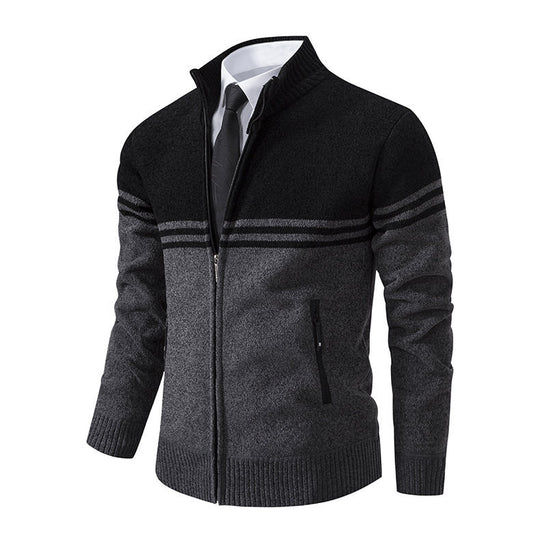 Herren stylische Freizeitjacke mit hohem Kragen und moderner Zipper-Detailierung EB