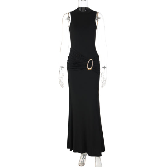 Damen Langermiges Maxikleid mit raffiniertem Raffungselement EB